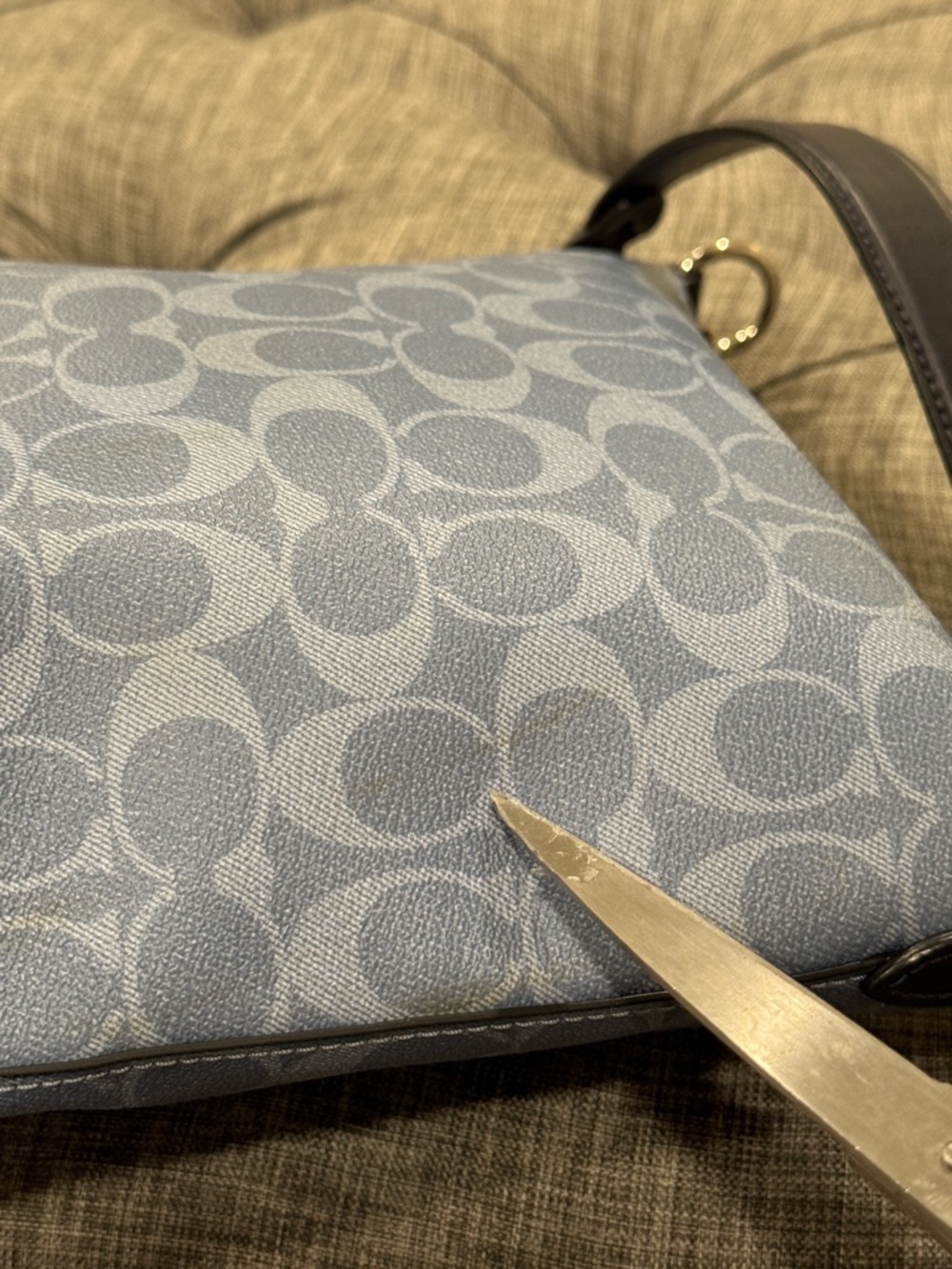 Coach Abby Duffle Blue Signature Monogram Hobo Bag - Picture 10 of 17